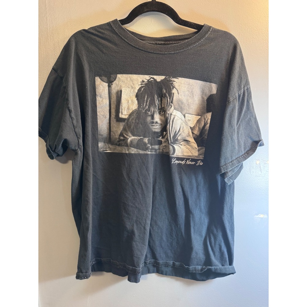 Juice Wrld Legends Never Die Graphic T-Shirt Mens XL Black Faded Rap Tee